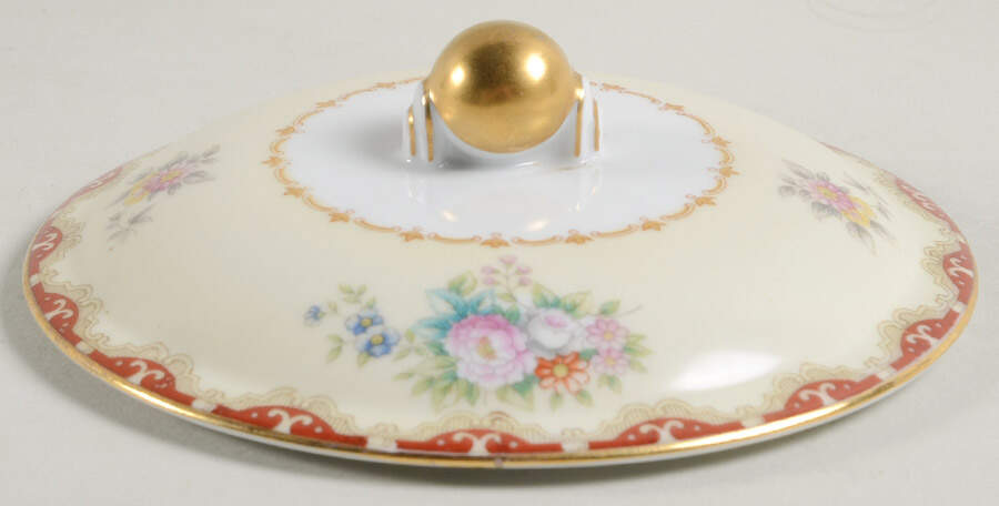 Keepsake (Floral, Burgundy Background) Lid for Sugar Bowl by Meito-1