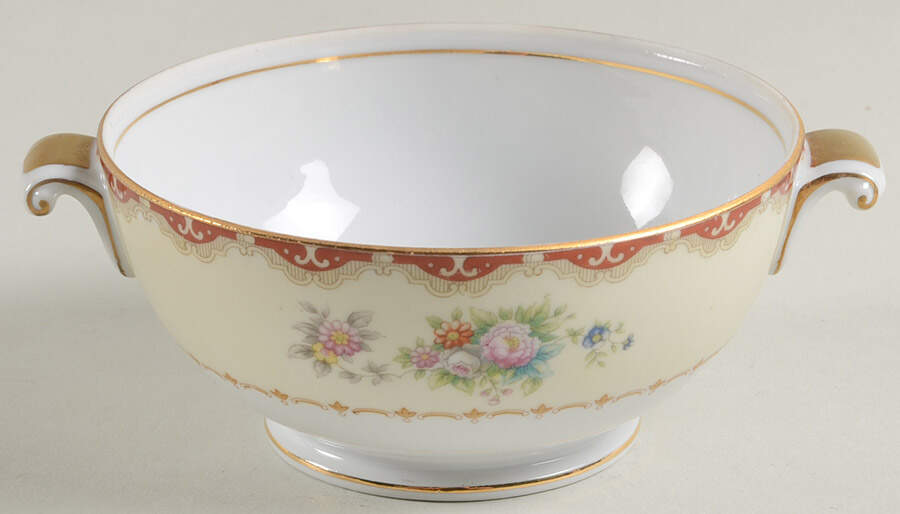 Keepsake (Floral, Burgundy Background) Sugar Bowl No Lid by Meito-1