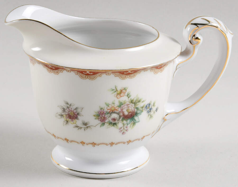Keepsake (Floral, Burgundy Background) Creamer by Meito-1