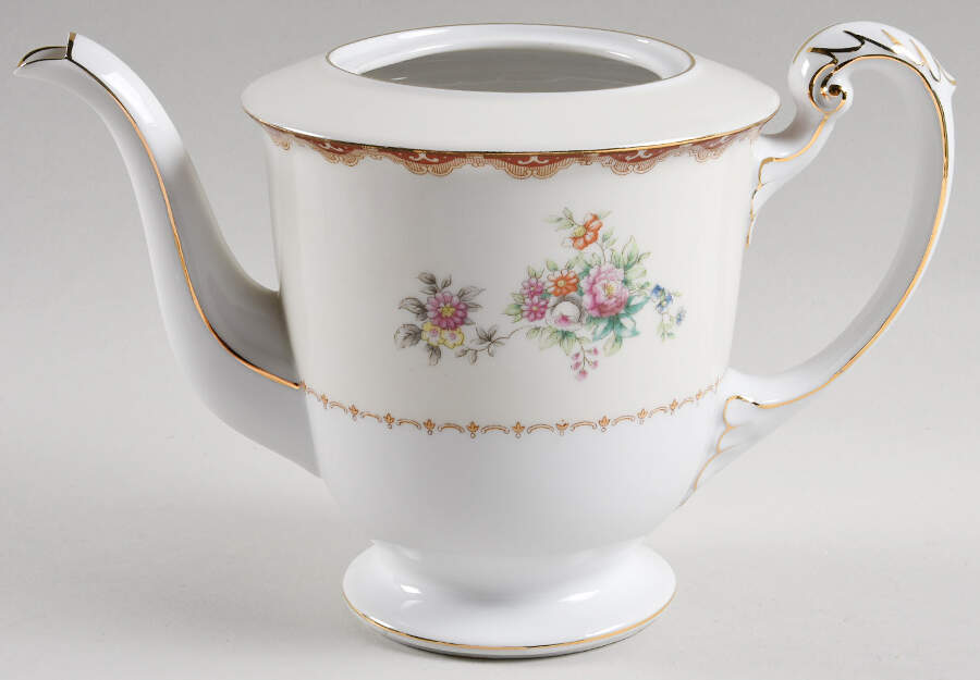 Keepsake (Floral, Burgundy Background) Coffee Pot No Lid by Meito-1