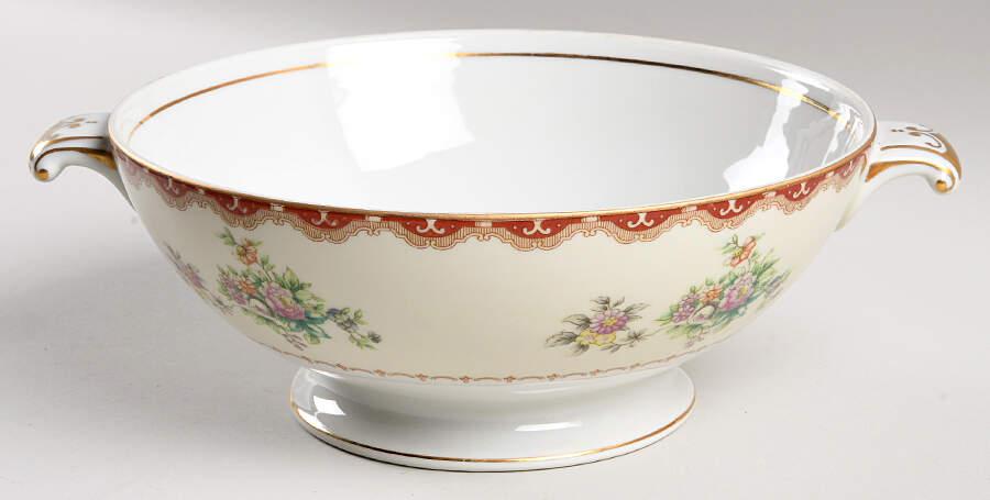 Keepsake (Floral, Burgundy Background) Round Vegetable No Lid by Meito-1