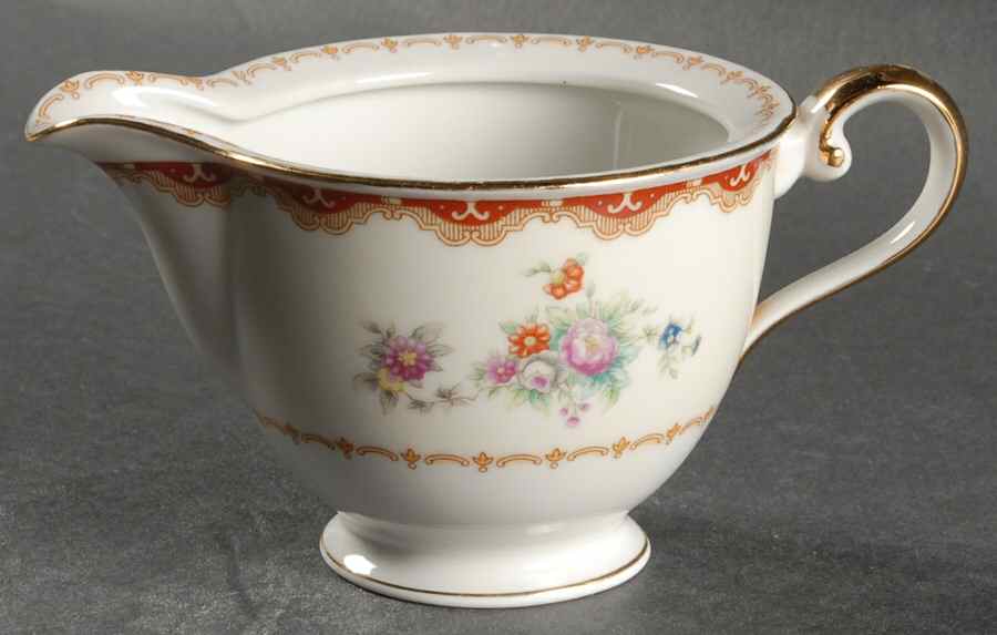 Keepsake (Floral, Burgundy Background) Creamer by Meito-1