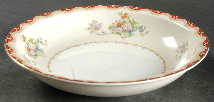 Keepsake (Floral, Burgundy Background) Rim Soup Bowl by Meito-1