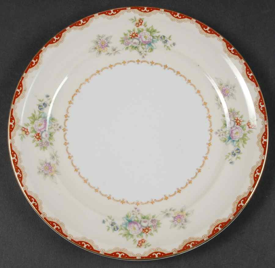 Keepsake (Floral, Burgundy Background) Salad Plate by Meito-1