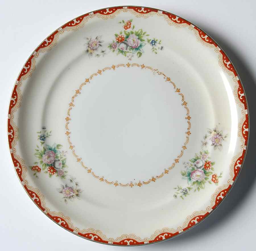 Keepsake (Floral, Burgundy Background) Bread & Butter Plate by Meito-1