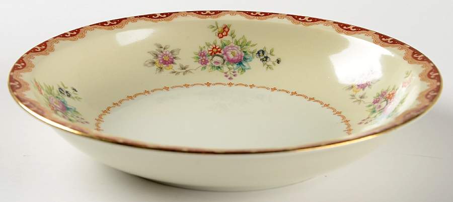 Keepsake (Floral, Burgundy Background) Rim Soup Bowl by Meito-1