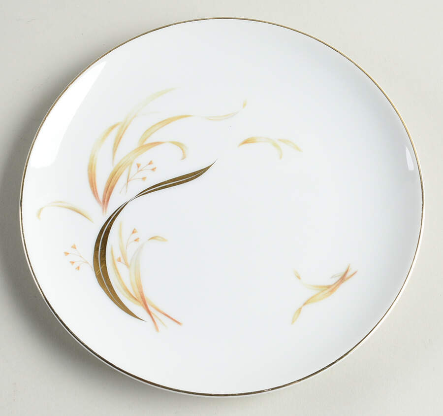 Keepsake (Gold Leaves on White) Salad Plate by Meito-1