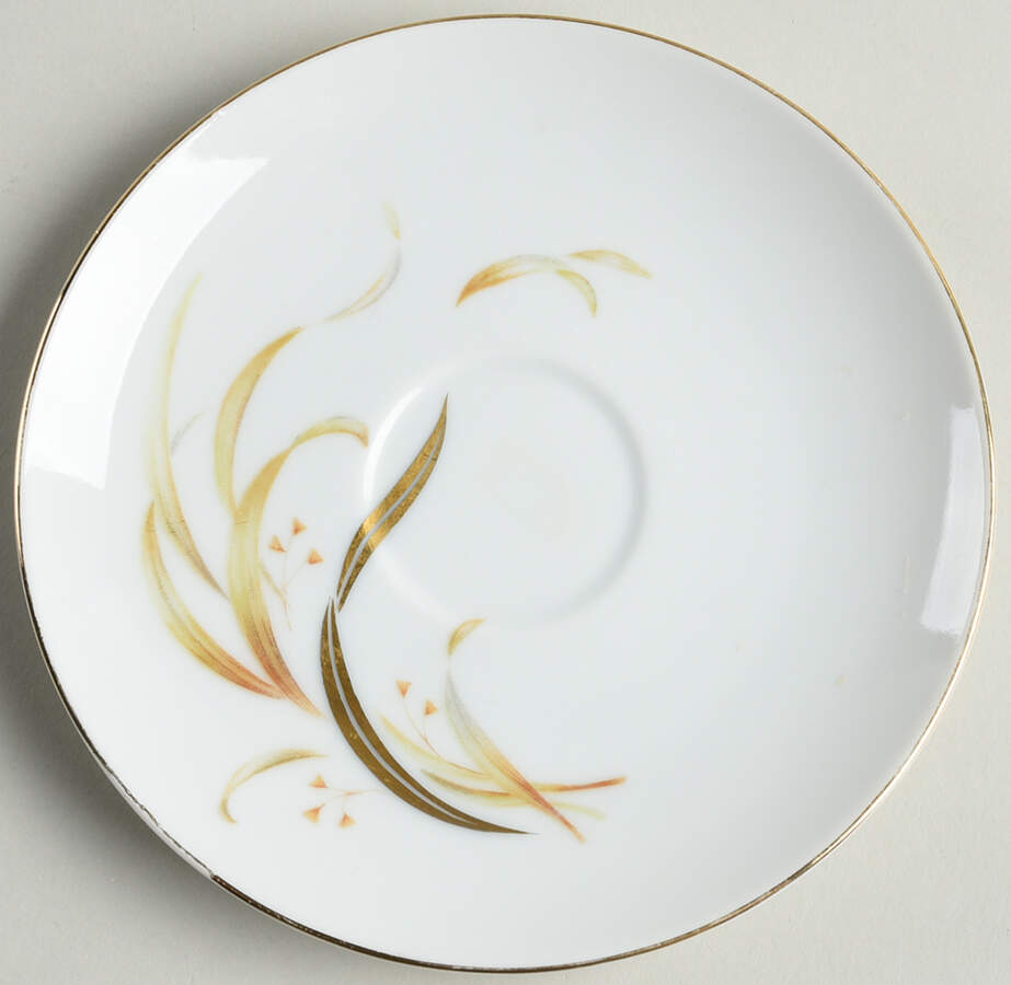 Keepsake (Gold Leaves on White) Saucer by Meito-1