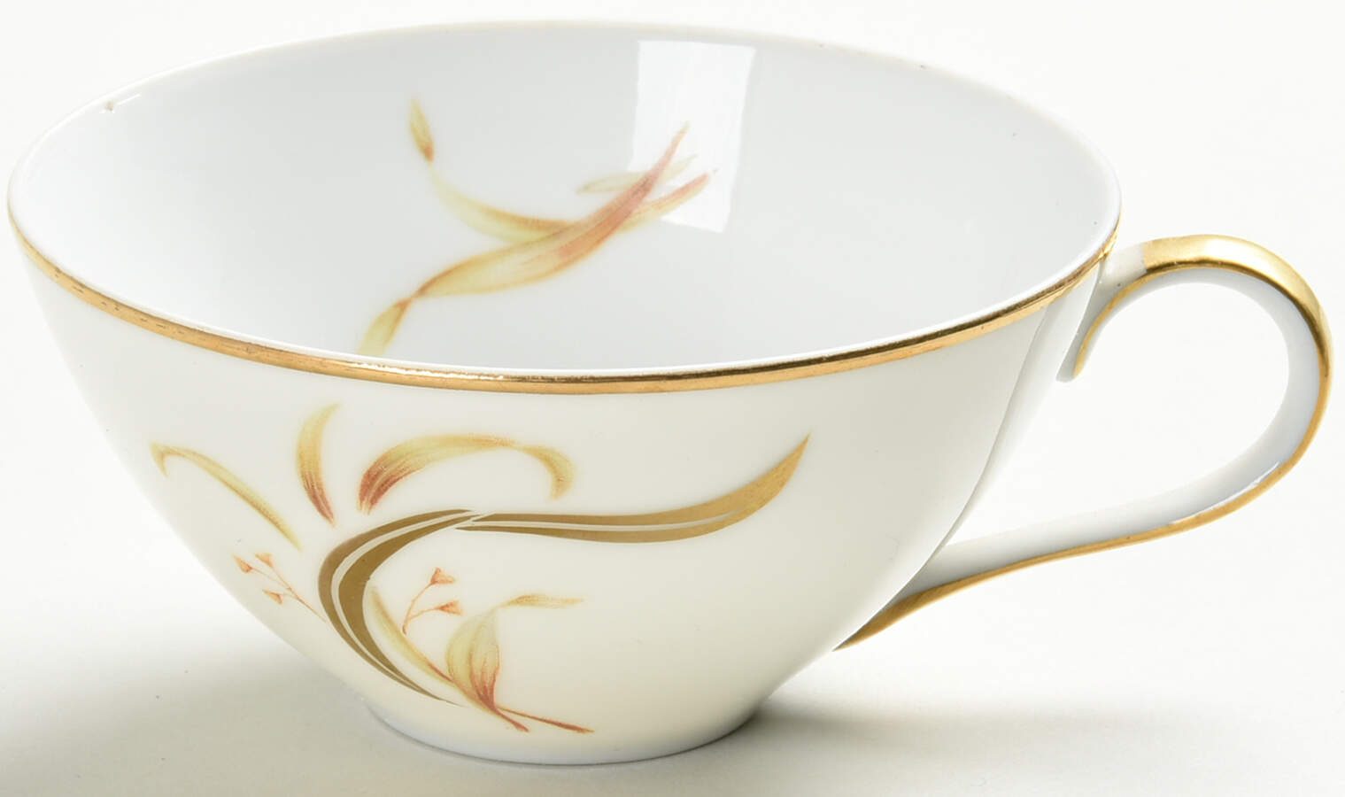 Keepsake (Gold Leaves on White) Flat Cup by Meito-1