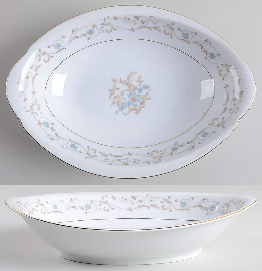 Lace 11" Oval Vegetable Bowl by Meito-1