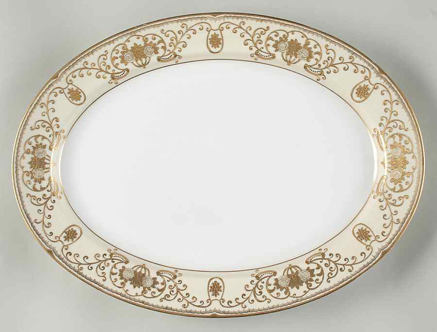 Lee Gold 16" Oval Serving Platter by Meito-1