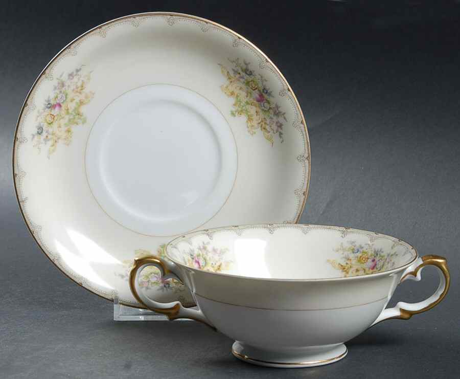 Linden Footed Cream Soup Bowl & Saucer Set by Meito-1