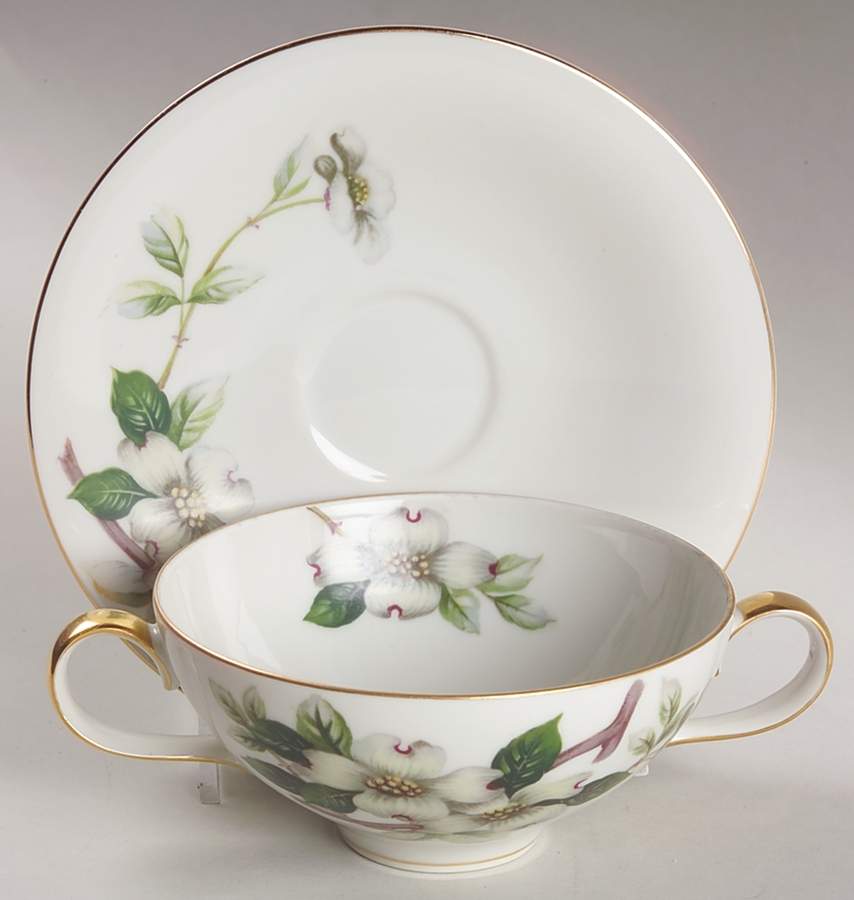 Livonia  Flat Cream Soup Bowl & Saucer Set by Meito-1