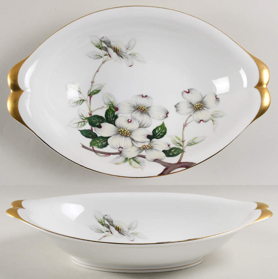 Livonia (White Background) 11" Oval Vegetable Bowl by Meito-1