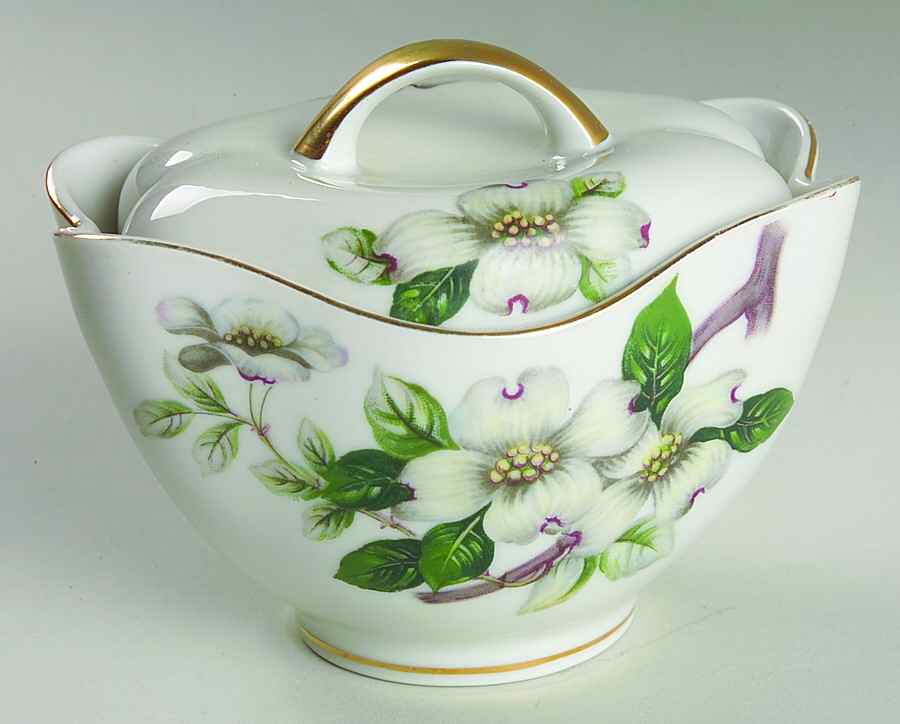 Livonia (White Background) Sugar Bowl & Lid by Meito-1