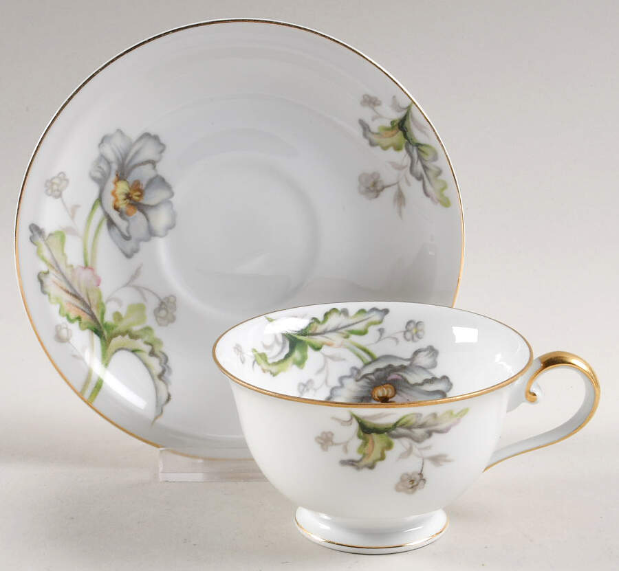 Lotus Footed Cup & Saucer Set by Meito-1