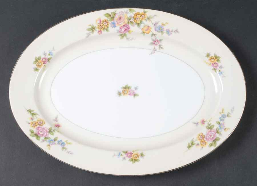 Lucille 14" Oval Serving Platter by Meito-1
