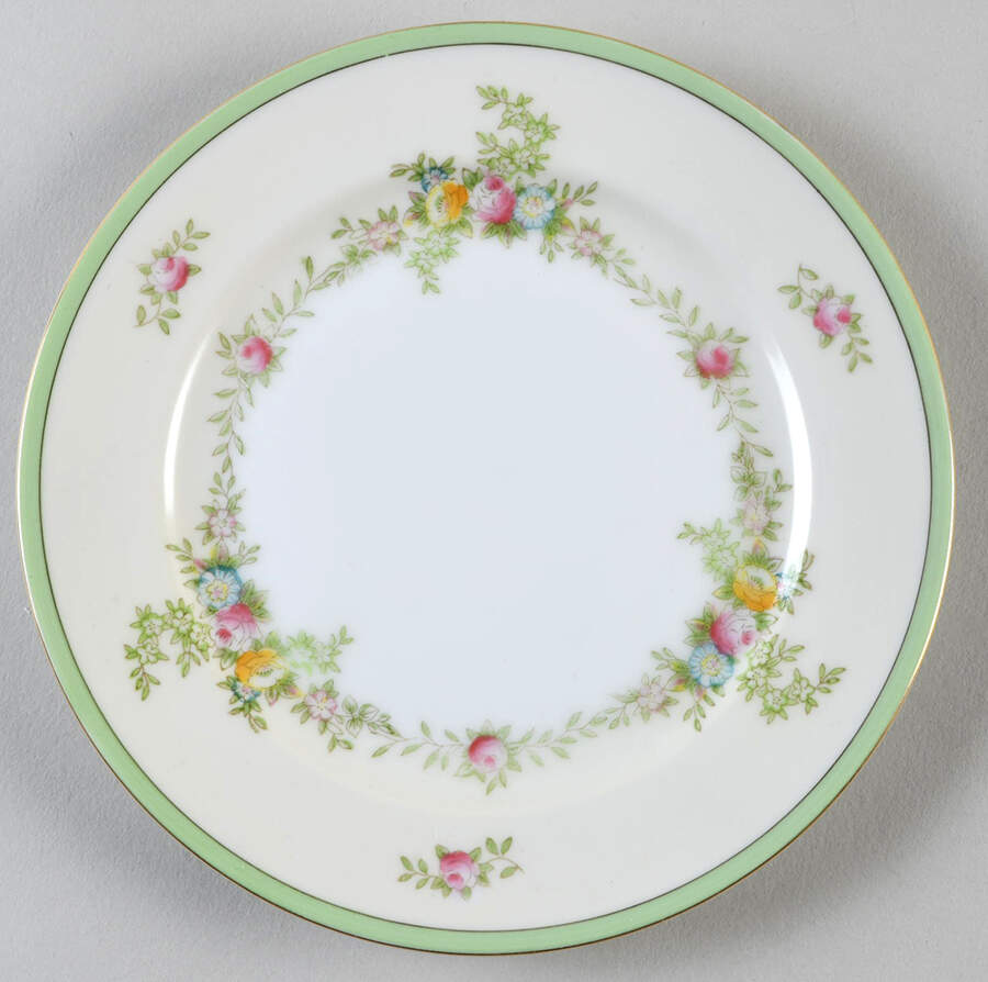 Malta (Green on Cream) Bread & Butter Plate by Meito-1