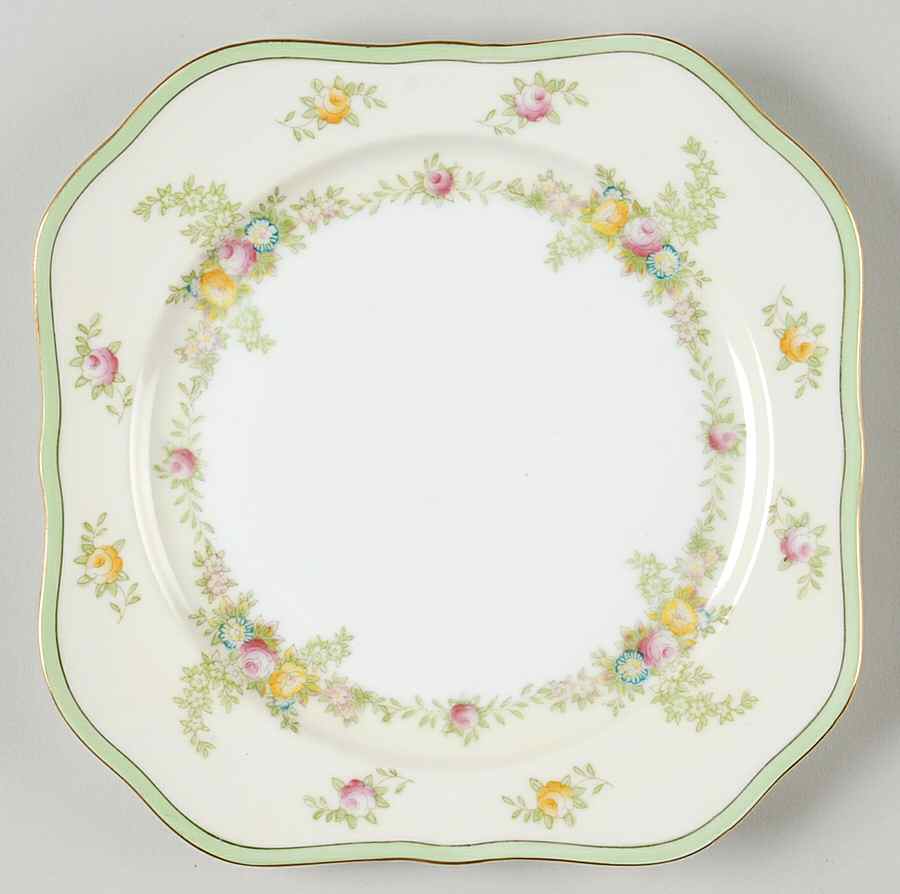 Malta (Green on Cream) Square Salad Plate by Meito-1