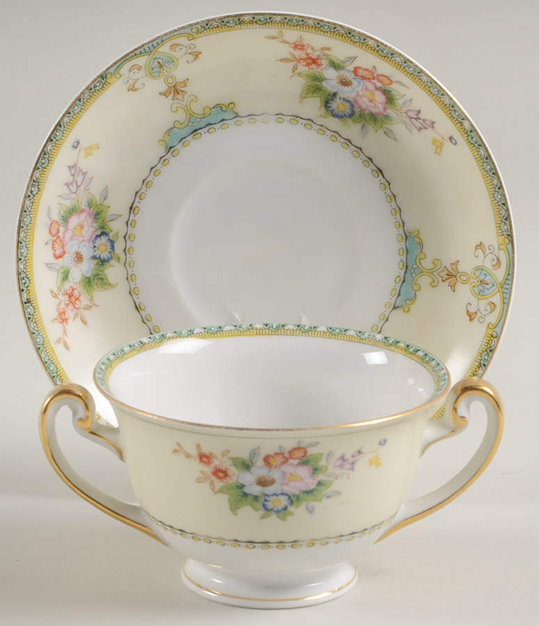 Marcia Footed Bouillon Cup & Saucer by Meito-1