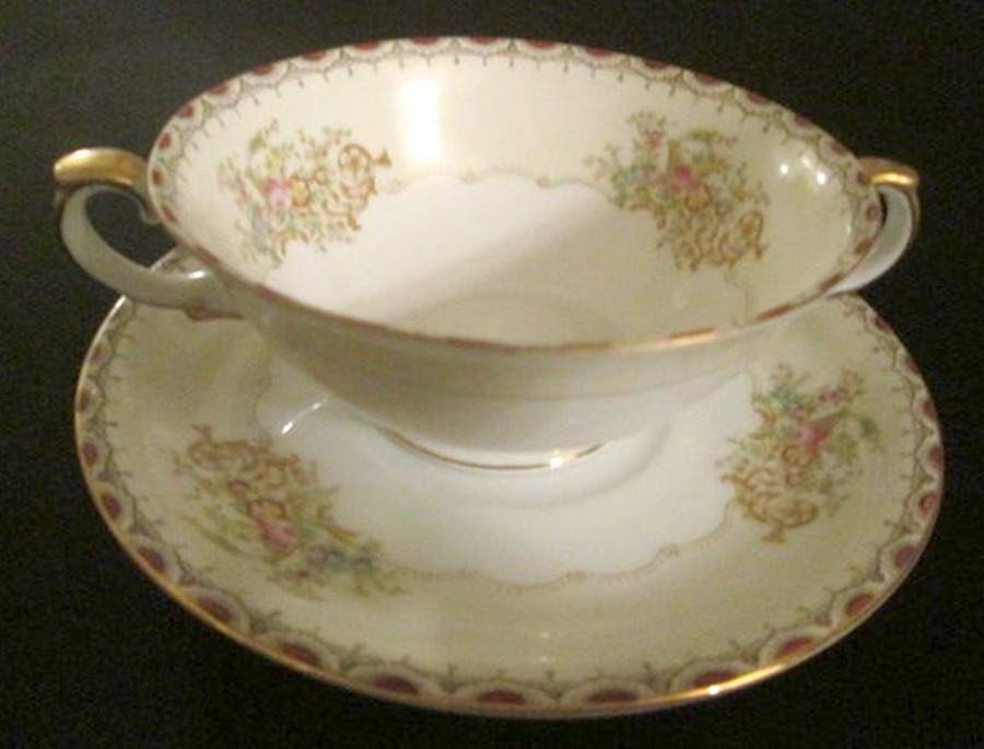 MEI111  Footed Cream Soup Bowl & Saucer Set by Meito-1