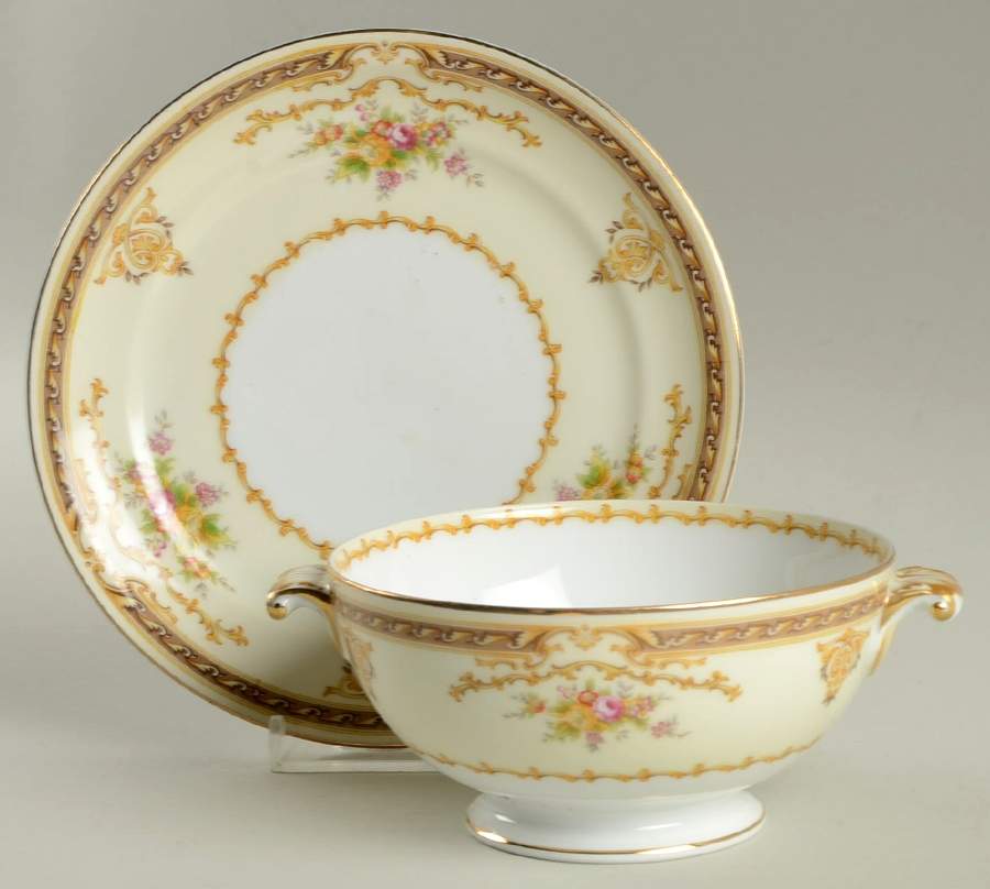 MEI16 Footed Cream Soup Bowl & Saucer Set by Meito-1