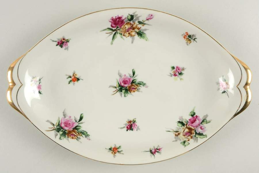 Garden Rose (Norleans Shape) 13" Oval Serving Platter by Meito-1