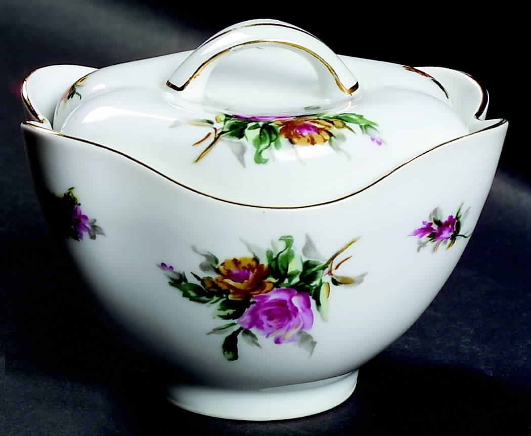 Garden Rose (Norleans Shape) Sugar Bowl & Lid by Meito-1