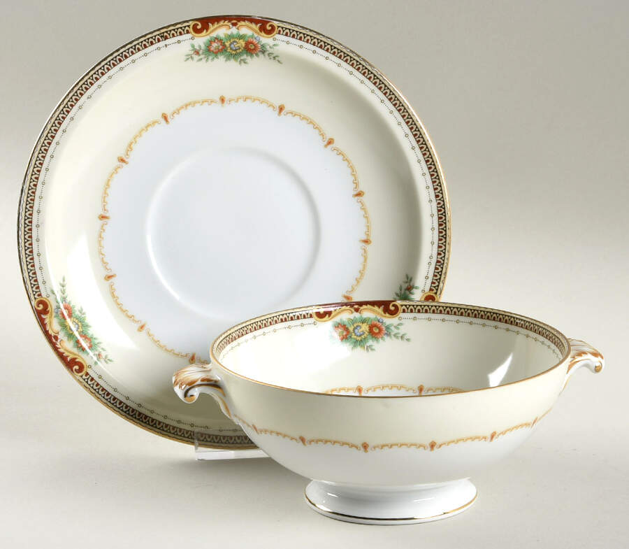MEI259 Footed Cream Soup Bowl & Saucer Set by Meito-1