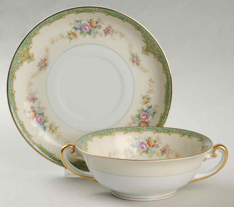 MEI44 Footed Cream Soup Bowl & Saucer Set by Meito-1