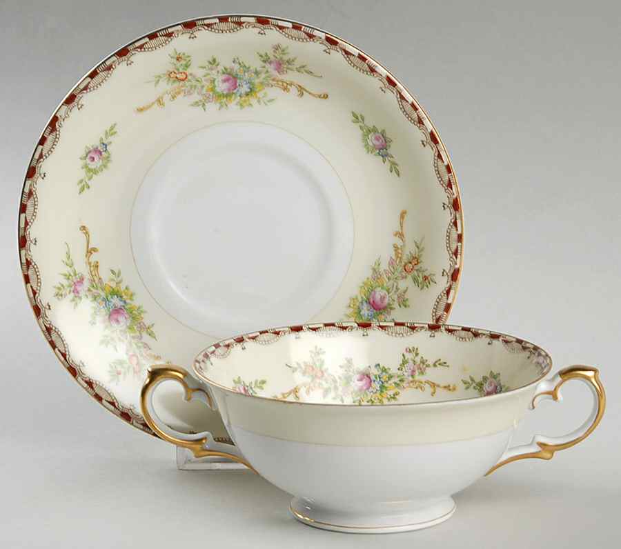 MEI67 Footed Cream Soup Bowl & Saucer Set by Meito-1