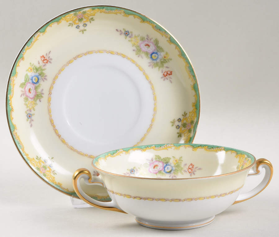 MEI68 Footed Cream Soup Bowl & Saucer Set by Meito-1
