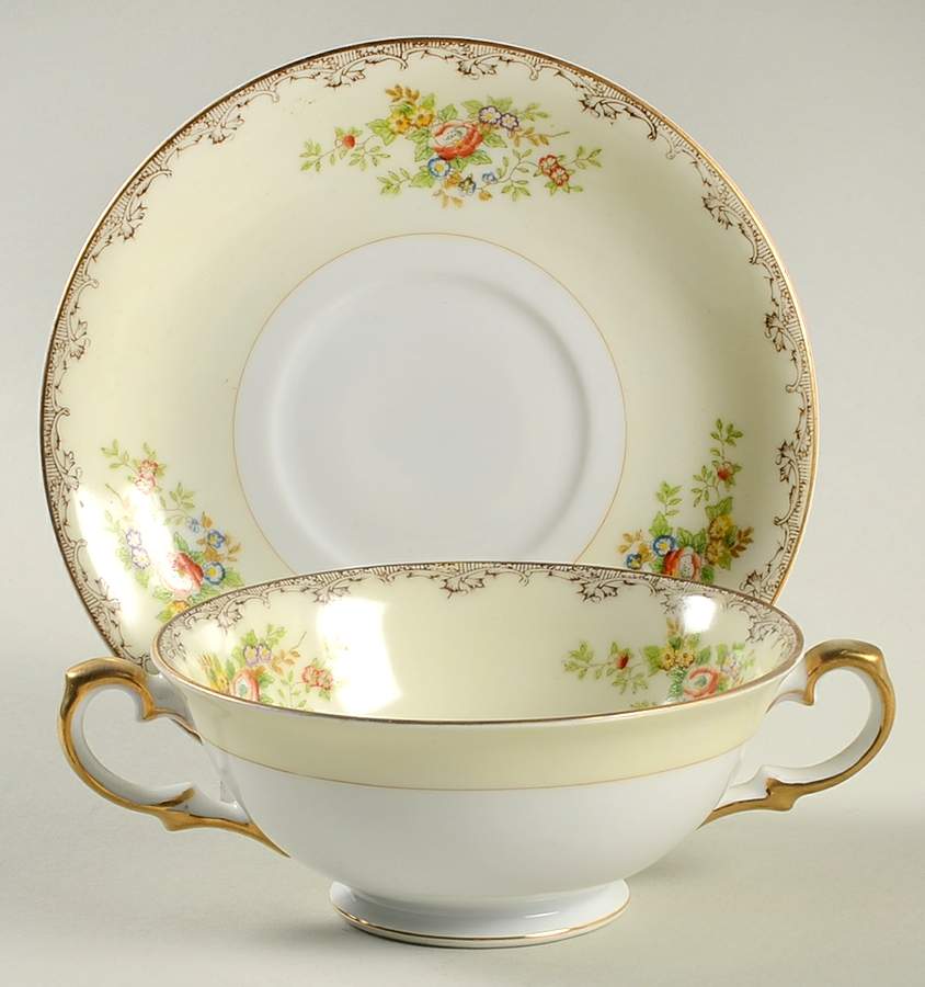 MEI83 Footed Cream Soup Bowl & Saucer Set by Meito-1
