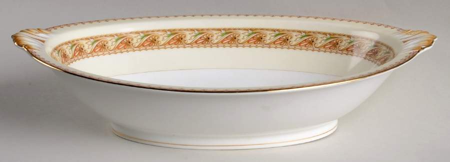 MEI93 (Gold Trim) 11" Oval Vegetable Bowl by Meito-1
