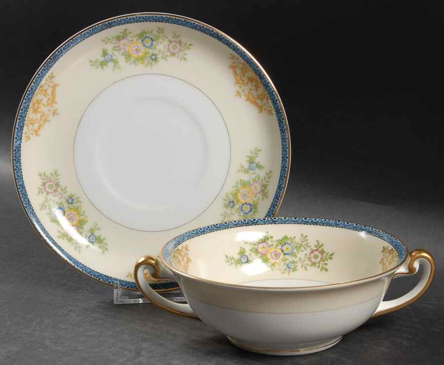 Montrose Footed Cream Soup Bowl & Saucer Set by Meito-1
