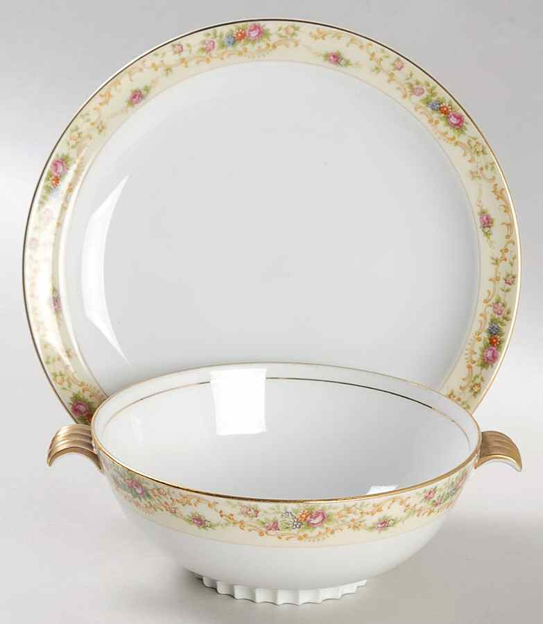 Modern Windsor Footed Cream Soup Bowl & Saucer Set by Meito-1