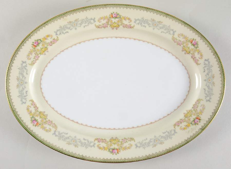 Murel Muriel (Multicolor Floral) 14" Oval Serving Platter by Meito-1