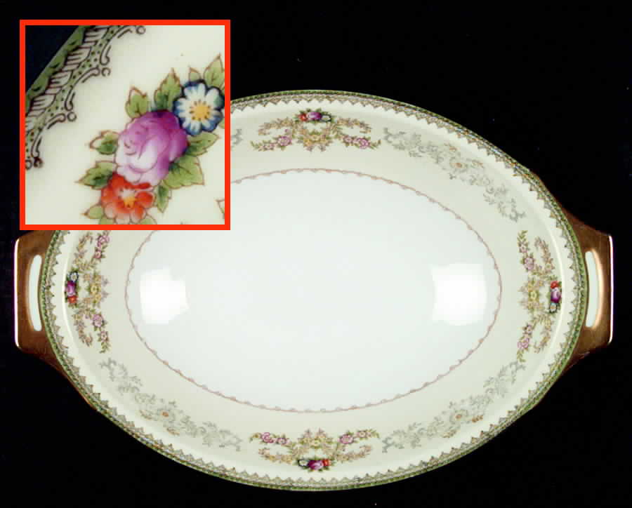 Murel Muriel (Multicolor Floral) 11" Oval Vegetable Bowl by Meito-1