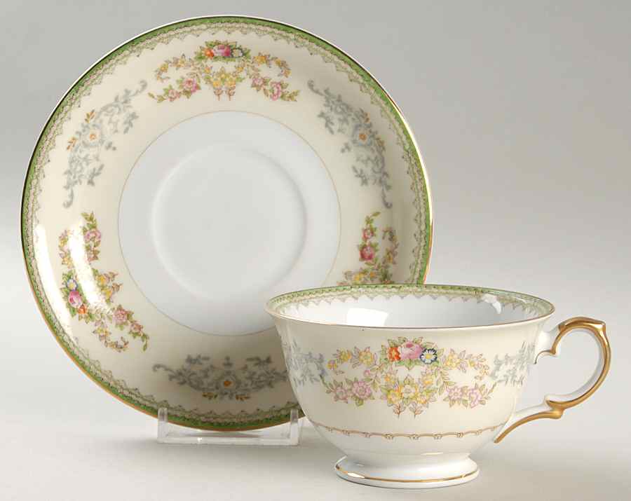 Murel Muriel (Multicolor Floral) Footed Cup & Saucer Set by Meito-1