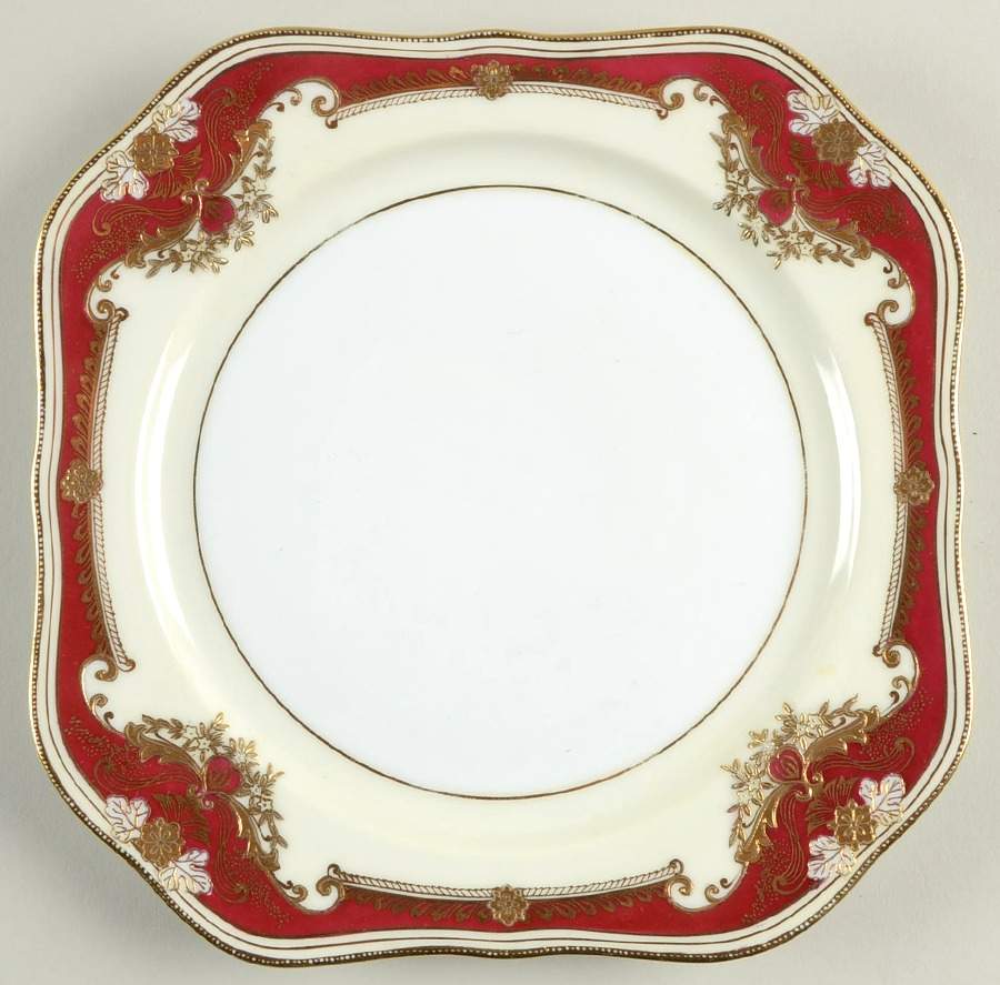 Muriel (Red Border) Square Salad Plate by Meito-1