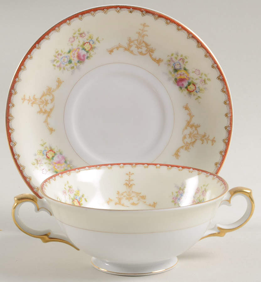 Ogden Footed Cream Soup Bowl & Saucer Set by Meito-1