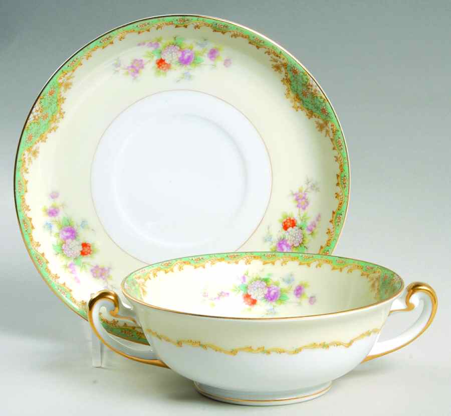 Orion Footed Cream Soup Bowl & Saucer Set by Meito-1