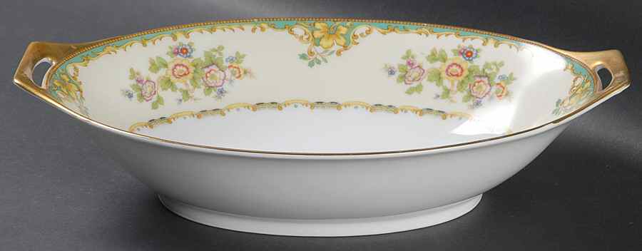 Paris Green 11" Oval Vegetable Bowl by Meito-1