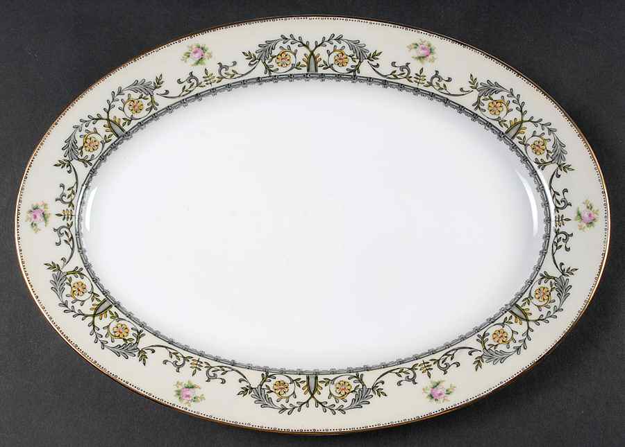 Paris Dark Gray 12" Oval Serving Platter by Meito-1