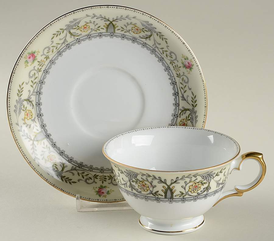 Paris Dark Gray Footed Cup & Saucer Set by Meito-1