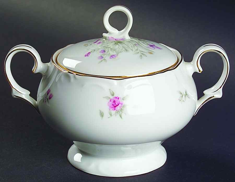 Rose Lane Sugar Bowl & Lid by Meito-1