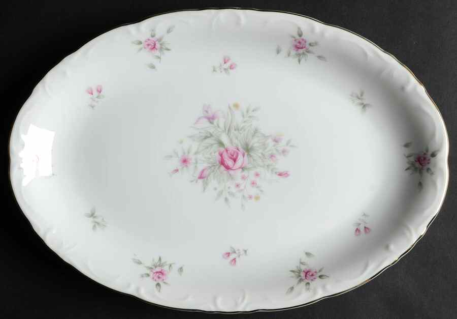 Rose Lane 12" Oval Serving Platter by Meito-1