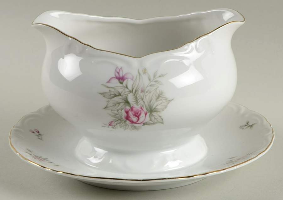 Rose Lane Gravy Boat with Attached Underplate by Meito-1
