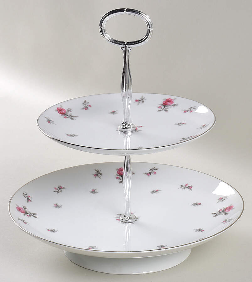 Rosechintz 11 1/4"  2 Tier Footed Serving Tray (DP,SP,FR) HC by Meito-1