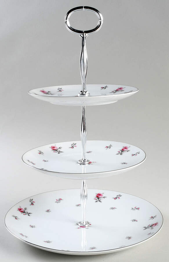 Rosechintz 13 7/8"-14 1/4" 3-Tiered Serving Tray(DP,SP,BB) HC by Meito-1